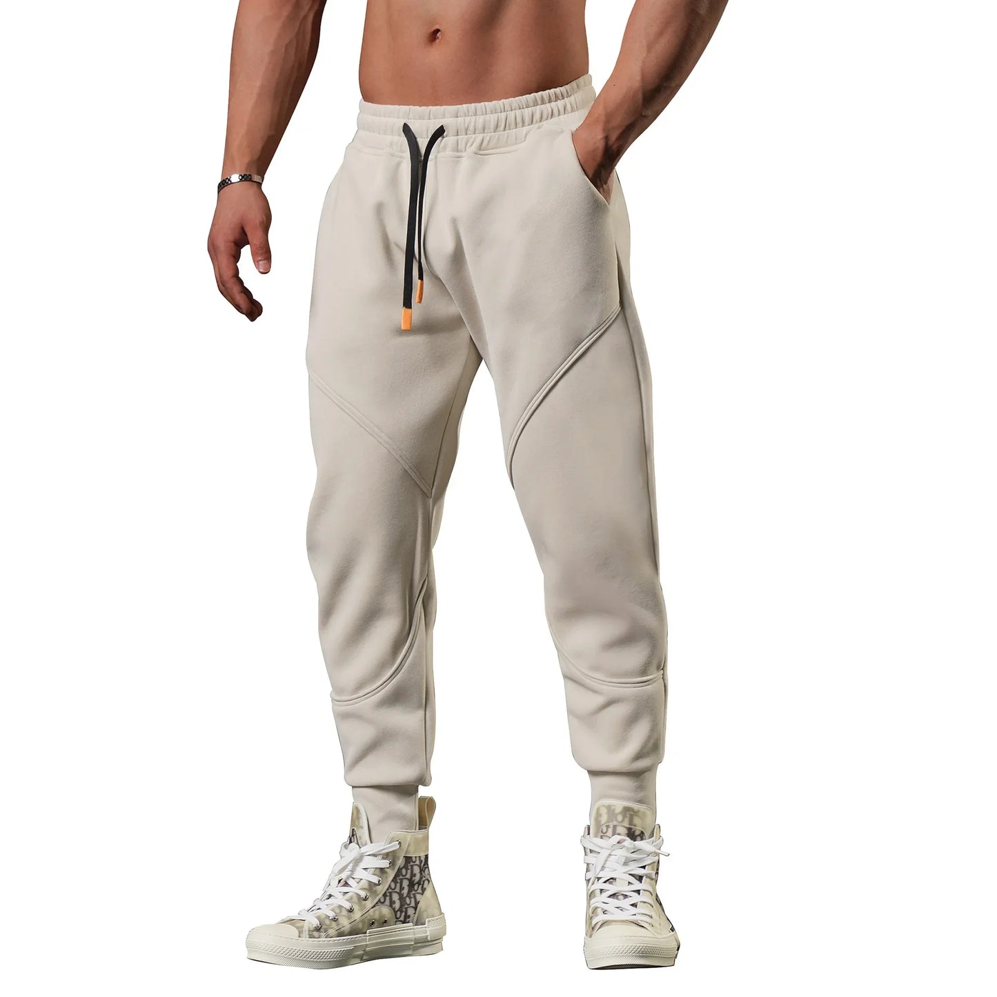 2028 New Men’s sports casual trousers winter loose thick outdoor running cuff sweatpants gym American basketball training pants