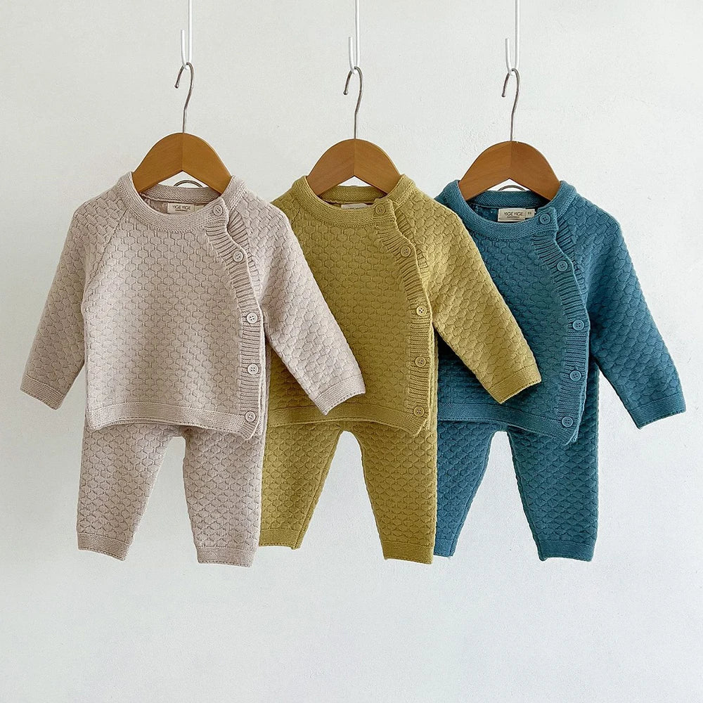 2Pcs Baby Boy Clothes Set Autumn Winter Soft Knit Cotton Baby Boy Sweater + Pants Kids Outfit Spring