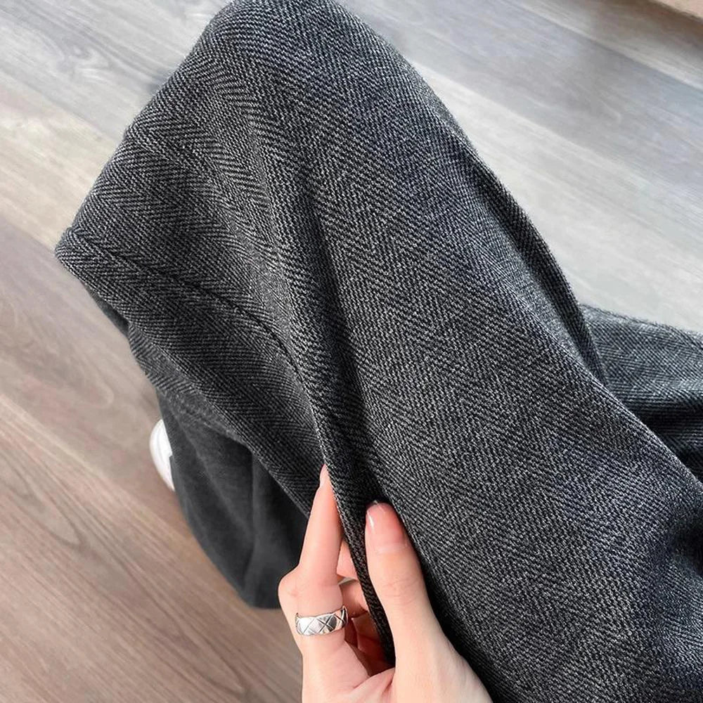 European apricot wide leg pants for women’s autumn new high-end fashion plus size straight leg split casual banana pants