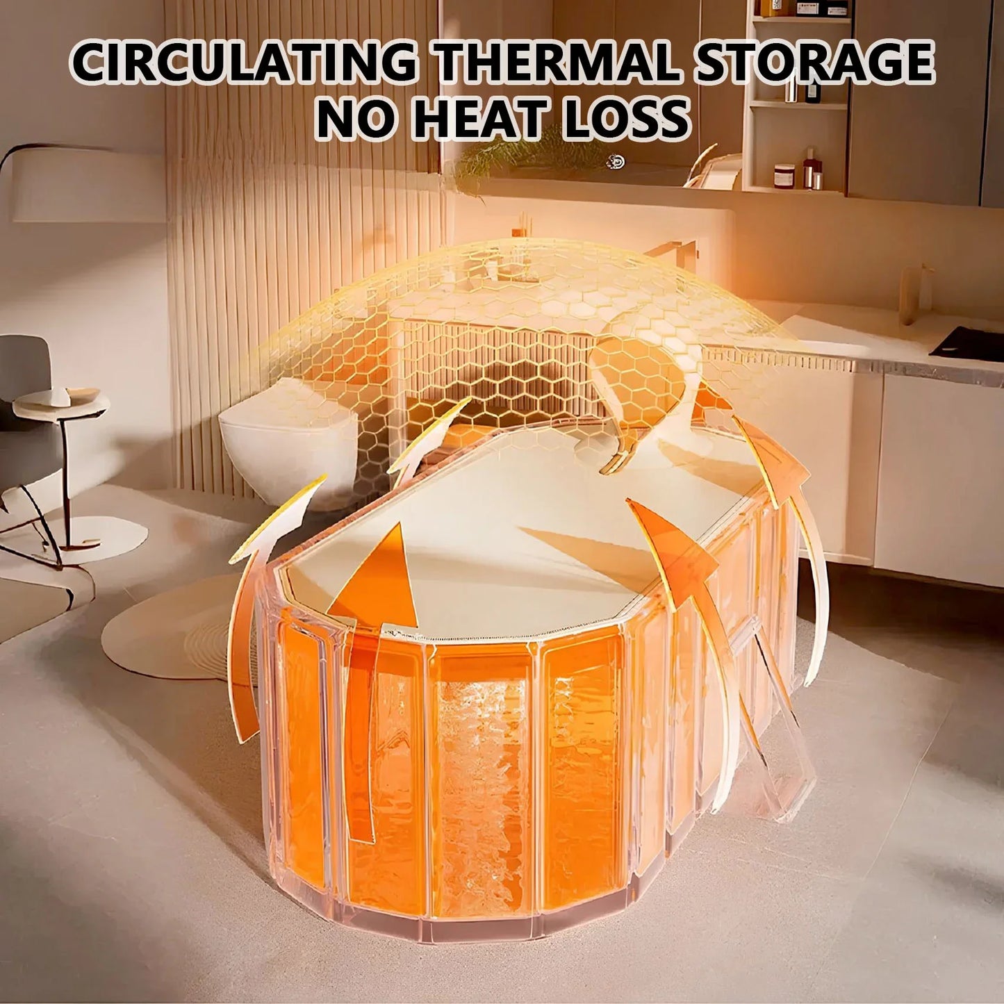 1.2m 1.5m Portable Constant Temperature Bathtub Adult Foldable Bathtub Soaking Tub Bathroom SPA Reusable Bathing Tubs with Lid
