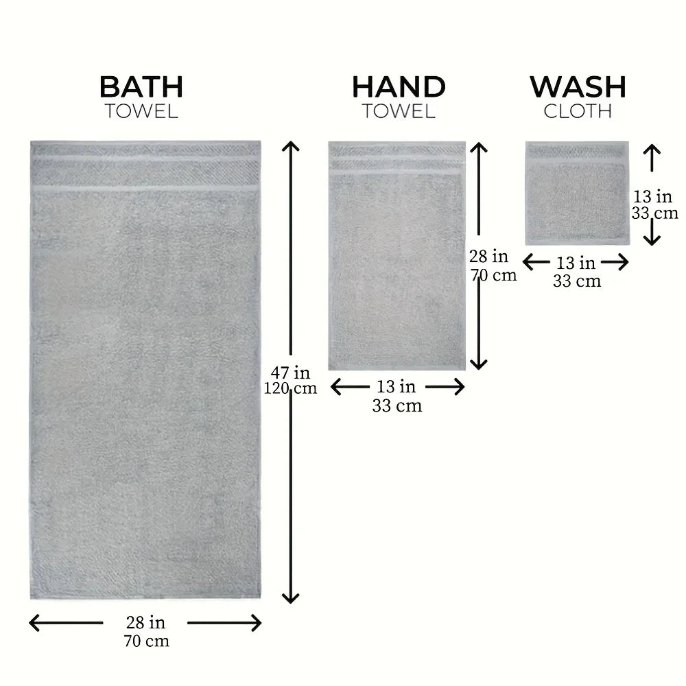 10pcs Bath Towel Set 4pcs Bath Towels&2pcs Hand Towels&4pcs Washcloths Solid Color Cotton Towels Absorbent Quick-drying