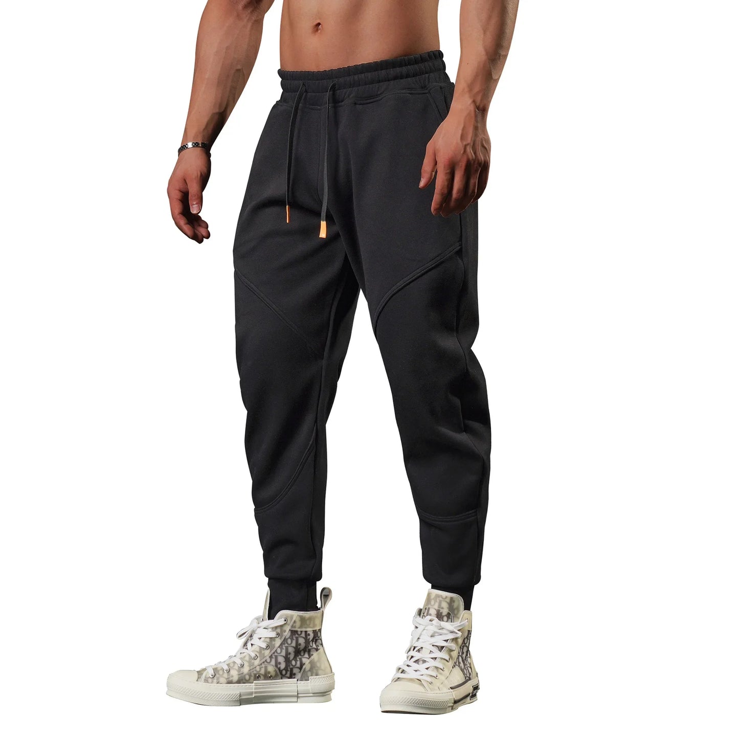 2028 New Men’s sports casual trousers winter loose thick outdoor running cuff sweatpants gym American basketball training pants