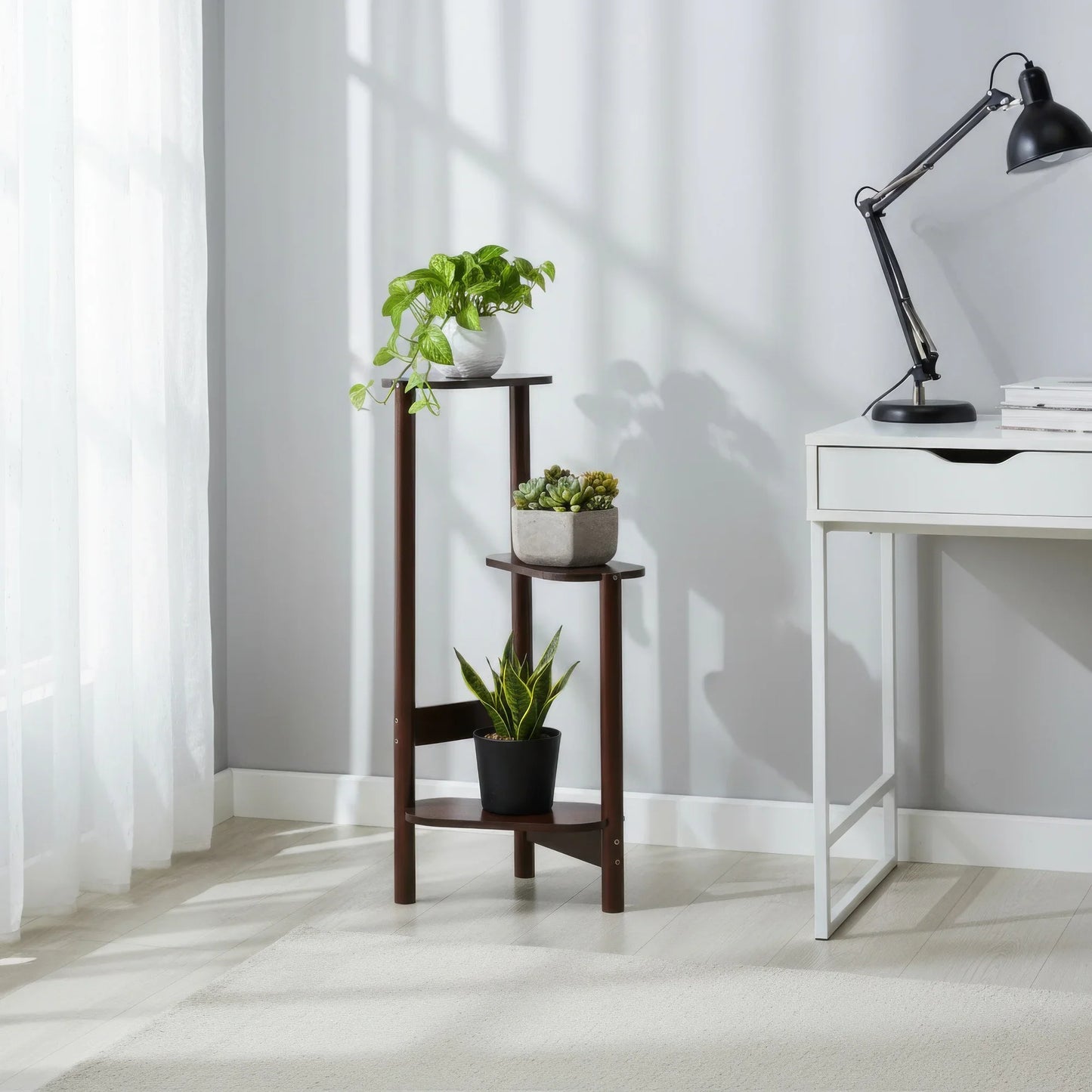 Bamboo Plant Stands for Indoor Plants, Tall Plant Stands for Corner Plant Shelf Multiple Flower Holder for Indoor Outdoor Garden