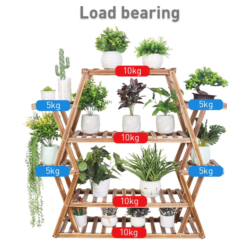 Extra Large Multi Tier Wood Flower Rack Plant Stand Bonsai Shelf Indoor Outdoor
